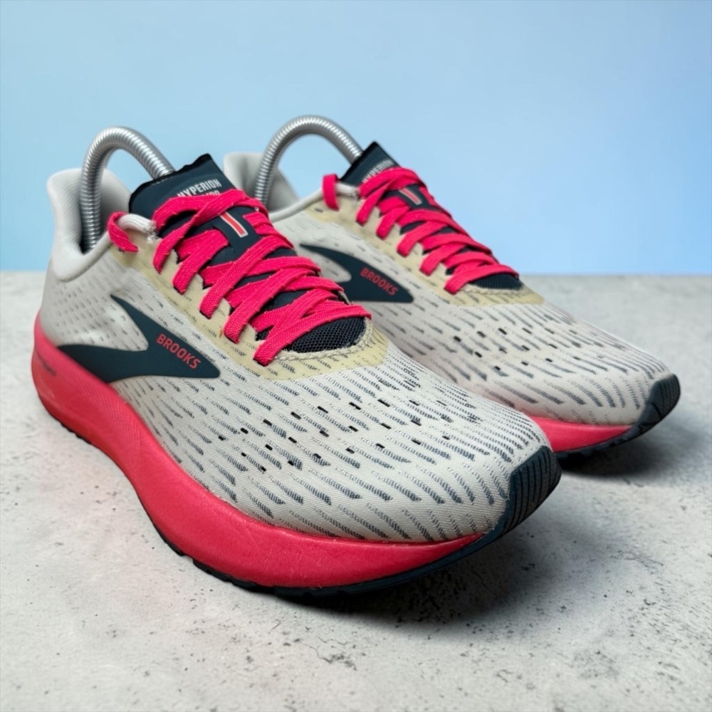 Brooks Hyperion Tempo Women 8 White Pink Black Running Shoes 1203281B110